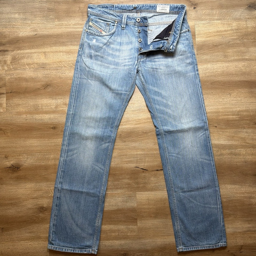 Diesel Larkee Jeans Men 31x32 Blue Straight Leg Stretch Light Wash Denim Y2K 8HL